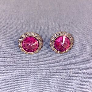 Costume Pink and White Rhinestone earrings